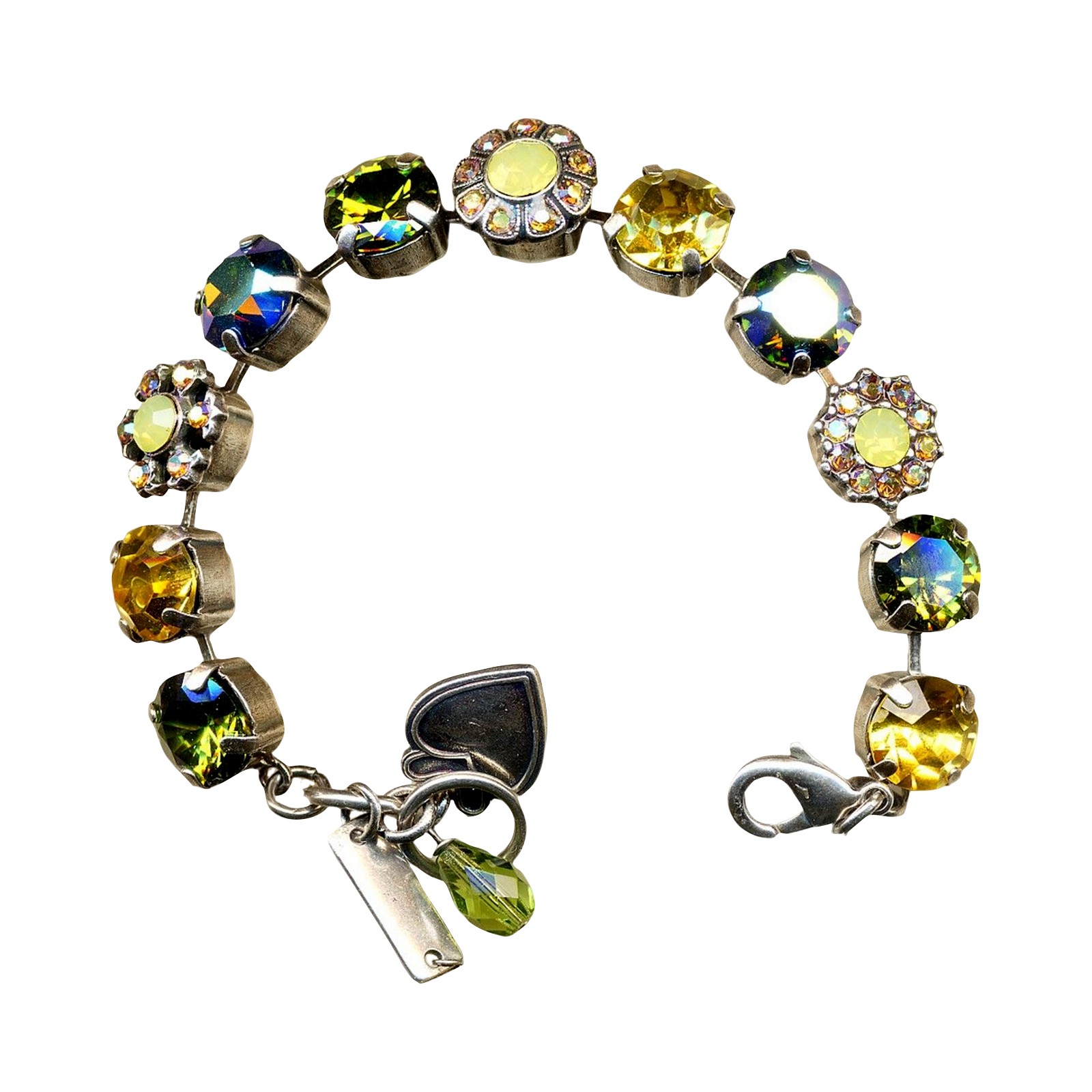 B-4174-228ZIR-SP(1) Bracelet By Mariana Woman Charming Olivine and Amber Swarovski Crystals - Image 1