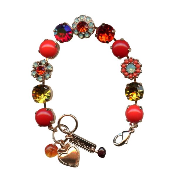 Mariana Bracelet Stunning Hyacinth, Pacific Opal, Coral, Siam, Topaz, & Red Coral Austrian Crystals My Treasures Coll.