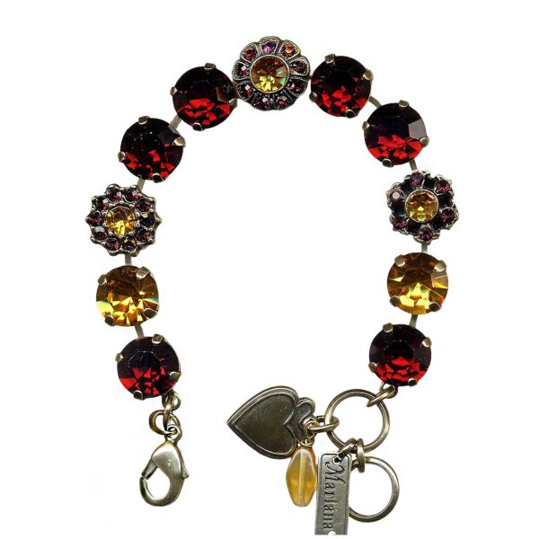 Bracelet By Mariana Woman Luxurious Garnet and Amber Swarovski Crystals