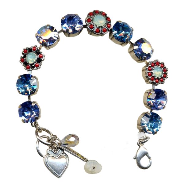 Mariana Bracelet Floral in Sapphire, Pacific Opal, & Red Coral Austrian Crystals My Treasures Coll.