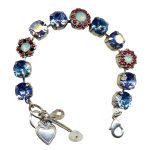 Mariana Bracelet Floral in Sapphire, Pacific Opal, & Red Coral Austrian Crystals My Treasures Coll. - Image 3