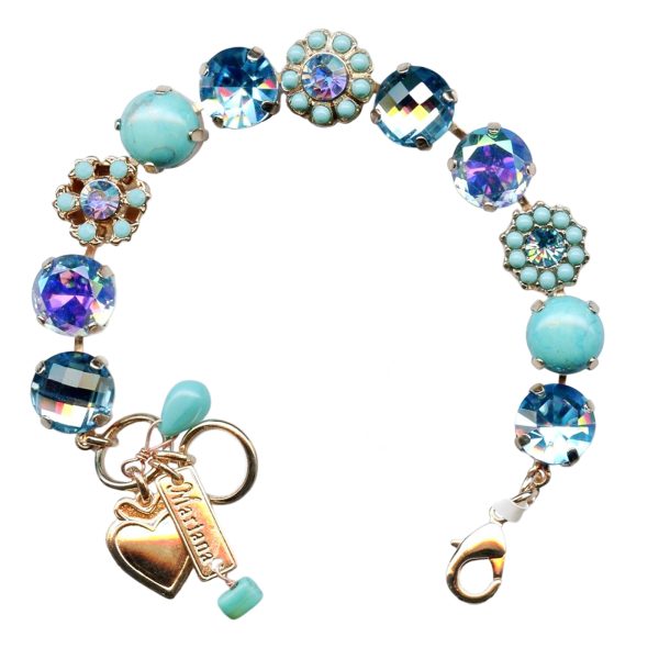 Mariana Bracelet Simply Elegant Turq, Aquamarine, & Vitrail Light Austrian Crystals Bliss Nirvana Coll.