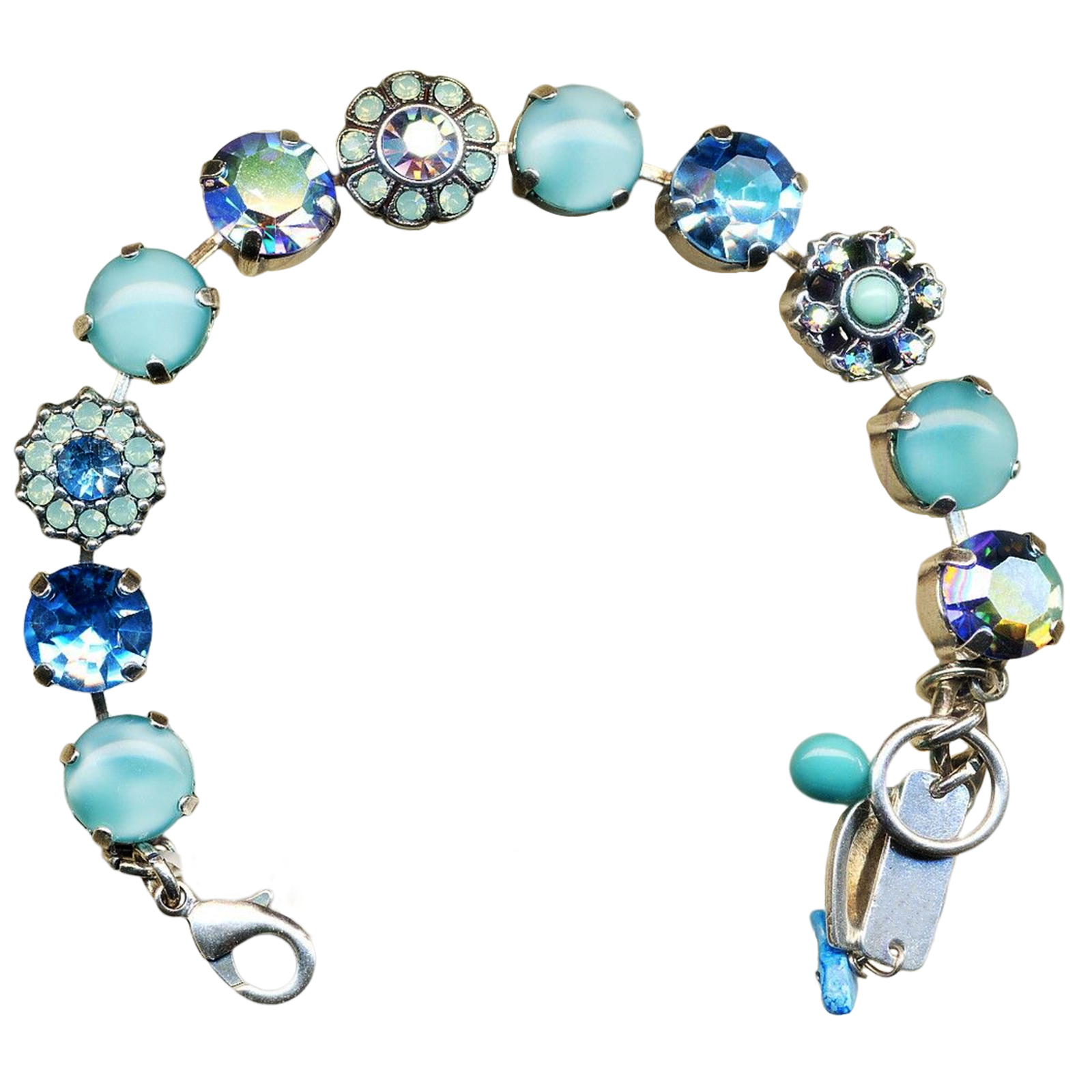 B-4174-2677-SP(1) Bracelet By Mariana Woman Shimmering Sapphire, Turquoise and Pacific Opal Swarovski Crystals - Image 1
