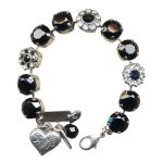 Bracelet By Mariana Woman Elegant Jet Black and Clear Swarovski Crystals