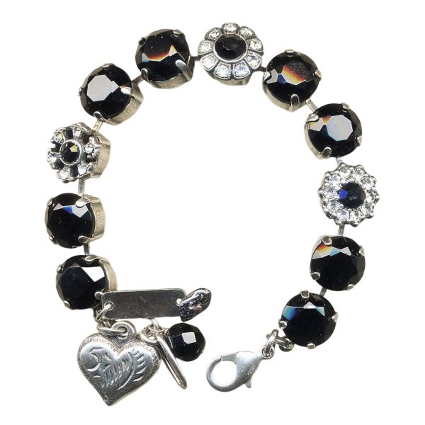 Bracelet By Mariana Woman Elegant Jet Black and Clear Swarovski Crystals