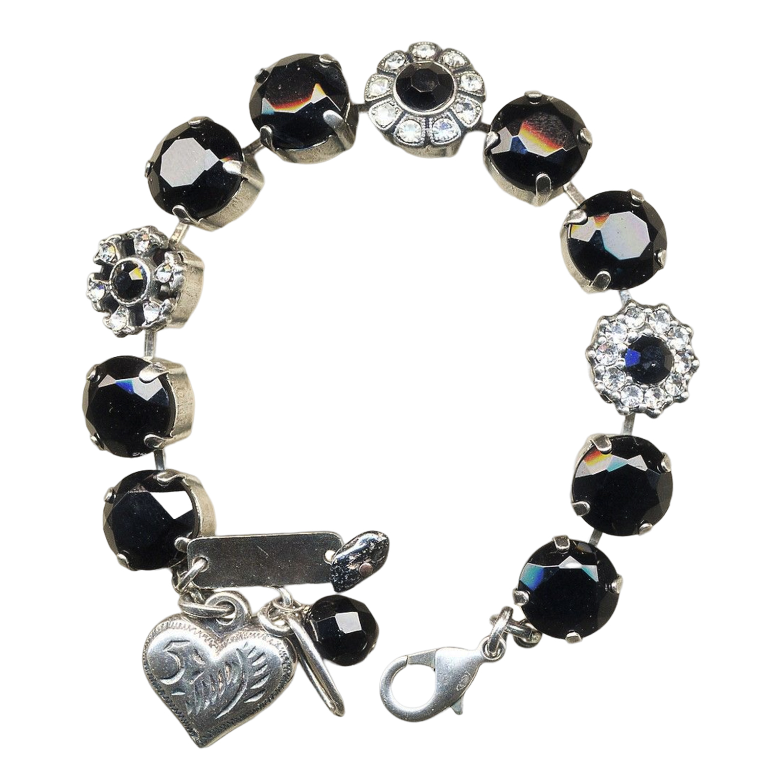 B-4174-280-1-SP(1) Bracelet By Mariana Woman Elegant Jet Black and Clear Swarovski Crystals - Image 1