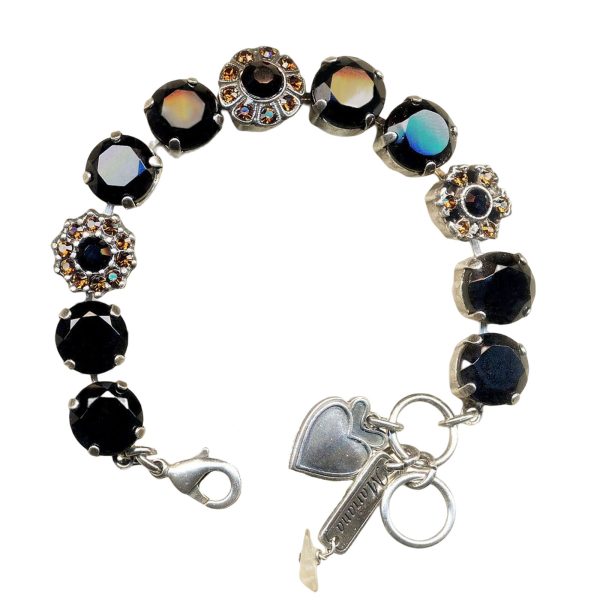 Bracelet By Mariana Woman Exquisite Jet Black and Smoked Topaz Swarovski Crystals