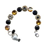 Mariana Bracelet Classy Jet Black, Amber & Aurum Austrian Crystals My Treasures Coll.
