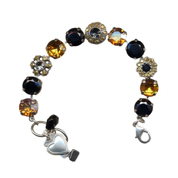 Mariana Bracelet Classy Jet Black, Amber & Aurum Austrian Crystals My Treasures Coll.
