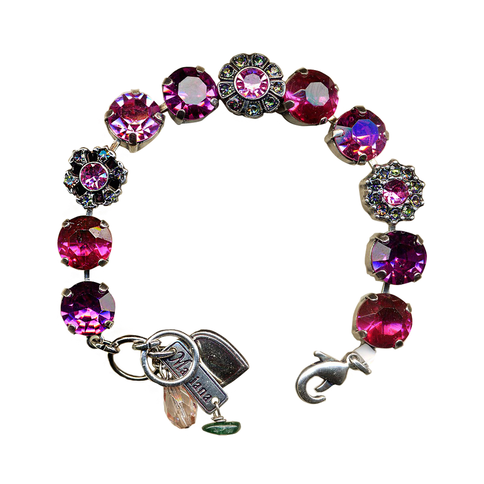 B-4174-29-SP(1) Bracelet By Mariana Woman Lovely Rose and Fuchsia Swarovski Crystals - Image 1