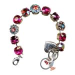 Mariana Bracelet Glamorous Floral Indian Pink, Aquamarine, Peach & Lt Siam Austrian Crystals Sorbet Sweet Summer Coll. - Image 2
