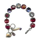 Mariana Bracelet Lovely Lava, Indian Pink, Rose, Tanzanite & Clear Austrian Crystals My Treasures Coll.