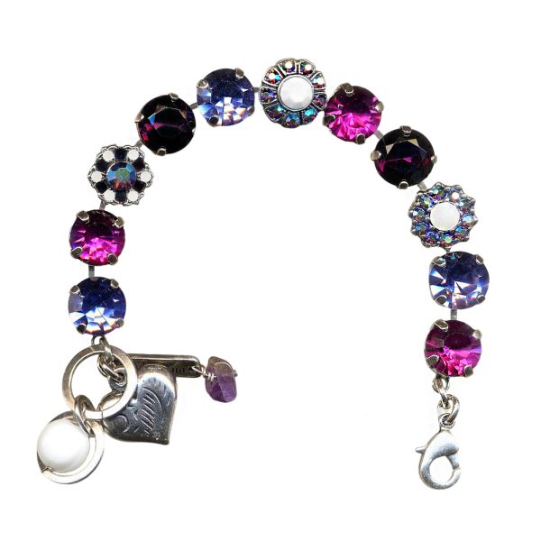 Bracelet By Mariana Woman Precious Floral Lava and Fuchsia Swarovski Crystals