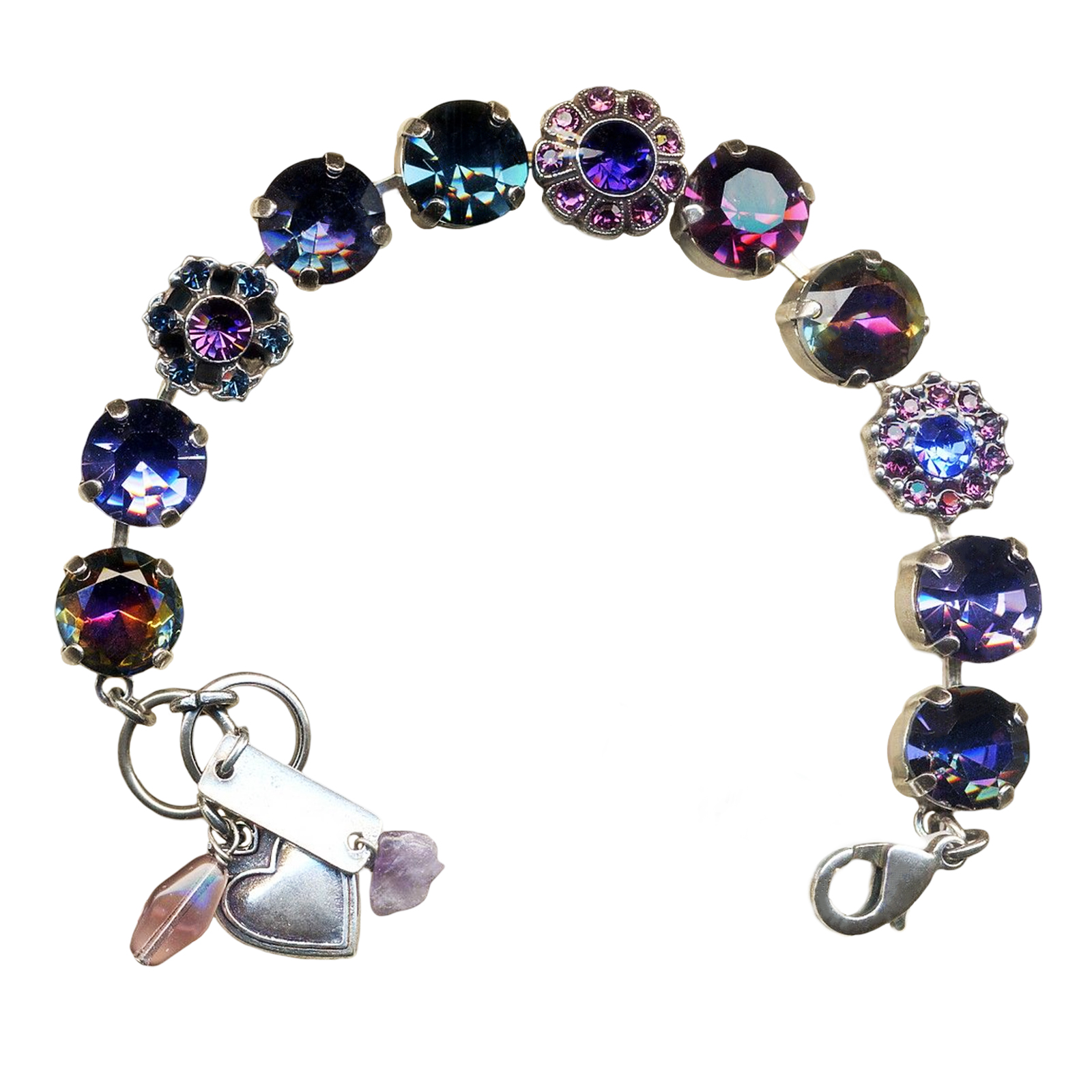 B-4174-3101-SP(1) Bracelet By Mariana Woman Sophisticated Deep Purple and Navy Blue Swarovski Crystals - Image 1