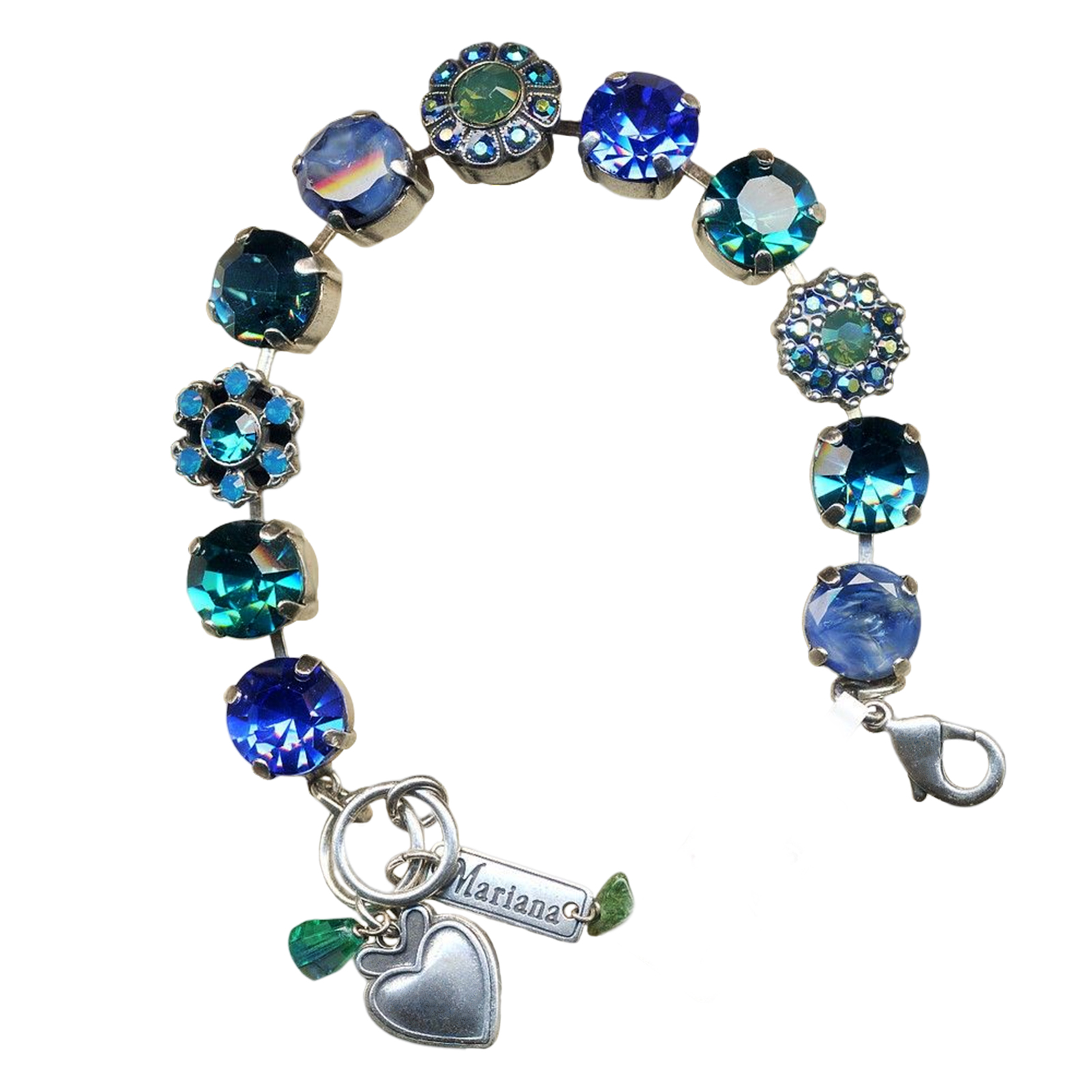 B-4174-3322-SP(1) Mariana Bracelet Classy Caribbean Blue Opal, Lt Turquoise, Blue Zircon, & Green Opal Austrian Crystals Julia Icons Coll. - Image 1