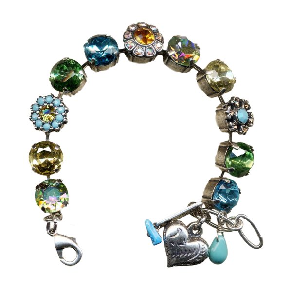 Mariana Bracelet Classy Pale Yellow, Vitrail Medium, Emerald, Turq & Aquamarine Austrian Crystals My Treasures Coll.