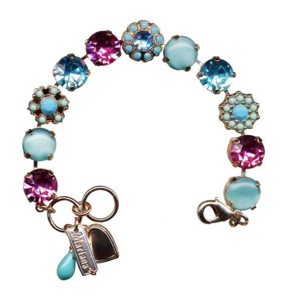 Mariana Bracelet Lovely Fuchsia, Aquamarine, Turq, & Blue Opal Austrian Crystals Summer Fun Coll.