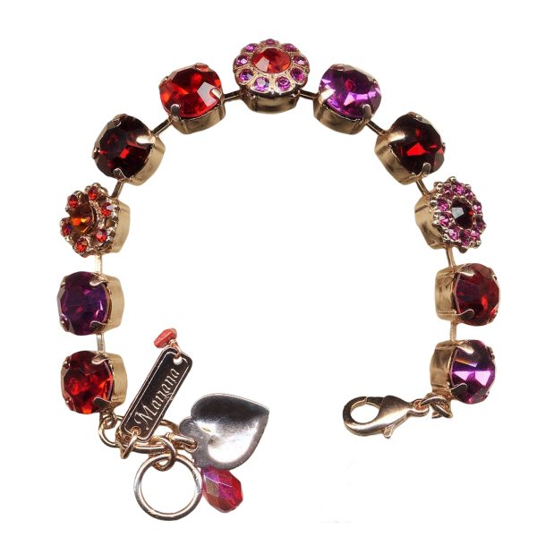 Mariana Bracelet Stunning Siam, Ruby, Lt Amethyst, & Hyacinth Austrian Crystals My Treasures Coll.