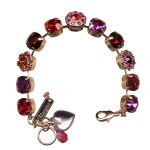 Mariana Bracelet Stunning Siam, Ruby, Lt Amethyst, & Hyacinth Austrian Crystals My Treasures Coll. - Image 3
