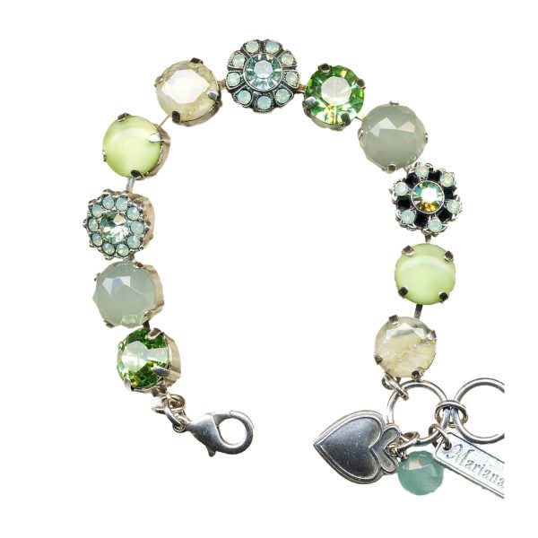 Mariana Bracelet Pacific Opal, Chrysolite, Peridot, Lt Grey Opal, & Mint Green Austrian Crystals My Treasures Coll.