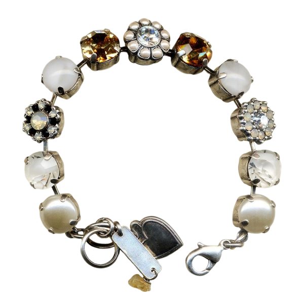 Mariana Bracelet Luxurious Cream Pearl, Lt Colorado Topaz, White Opal, & Clear Austrian Crystals Barbados Caribbean Life Coll.