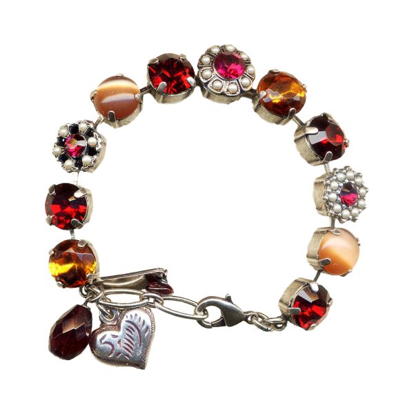 Mariana Bracelet Precious Red, Topaz, Fuchsia, Pearl & Marbled Stones Austrian Crystals My Treasures Coll.