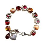 Mariana Bracelet Precious Red, Topaz, Fuchsia, Pearl & Marbled Stones Austrian Crystals My Treasures Coll. - Image 2