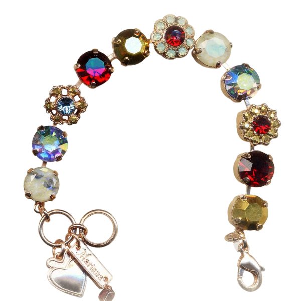 Mariana Bracelet Glamorous Red, Aurum, Lt Colorado Brown, Pacific Opal, & Vitrail Lt Austrian Crystals Dynasty Coll.