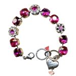 Mariana Bracelet Stunning Fuchsia & Clear Austrian Crystals My Treasures Coll. - Image 2