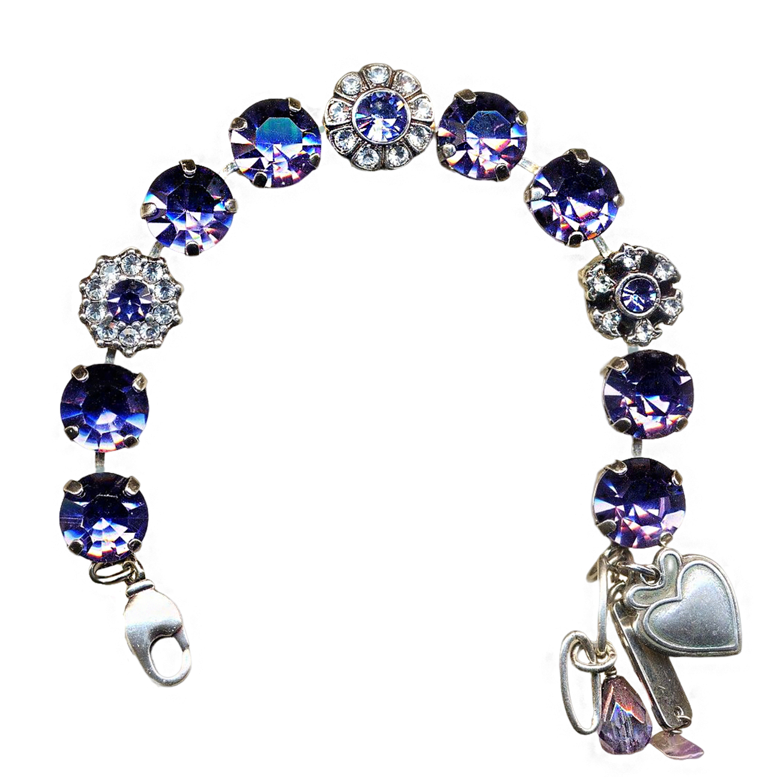 B-4174-539001-SP(1) Bracelet By Mariana Woman Elegance Tanzanite and Clear Swarovski Crystals - Image 1