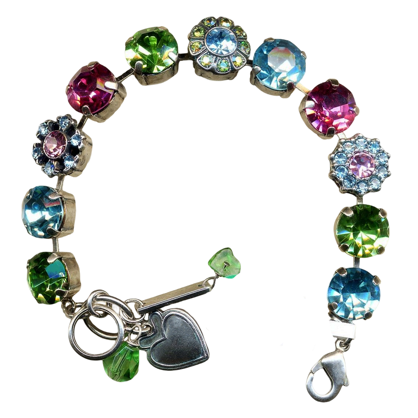 B-4174-617223-SP(1) Bracelet By Mariana Woman Charming Rose, Peridot and Aquamarine Swarovski Crystals - Image 1
