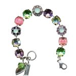 Mariana Bracelet Lovely Rose Delite, Lt Amethyst, Peridot, Pacific Opal, & Luminous Green Austrian Crystals My Treasures Coll.