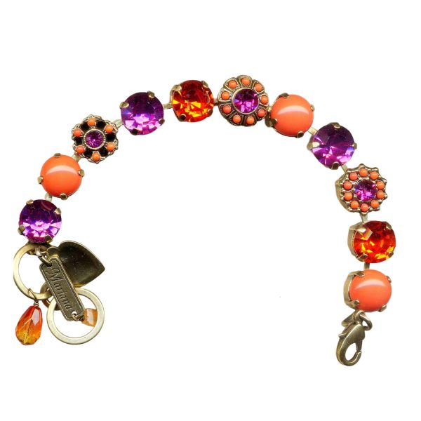 Bracelet By Mariana Woman Fashionable Coral and Fire Opal Swarovski Crystals