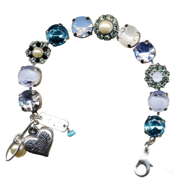 Mariana Bracelet Gorgeous Lt Turq, Lt Sapphire, White Opal, Chrysolite, Pearl, & Clear Austrian Crystals Green Sky Sweet Summer Coll.
