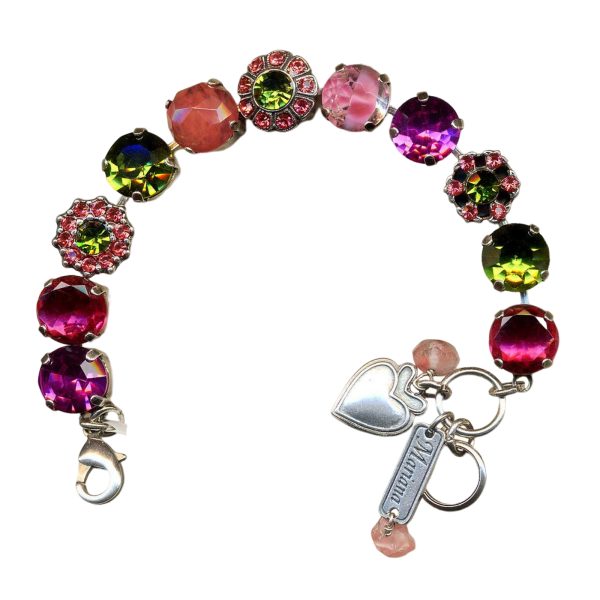 Mariana Bracelet Sassy Rose, Fuchsia, Olivine, Padparadscha, & Rose Delite Austrian Crystals My Treasures Coll.