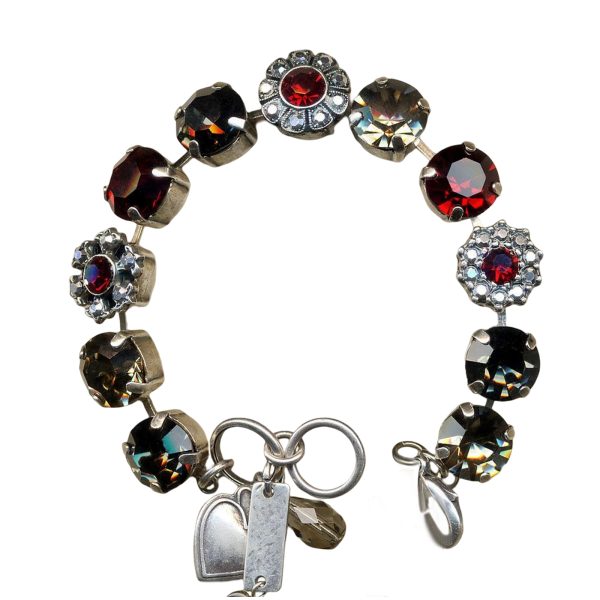 Mariana Bracelet Soulful Floral Black Diamond, Morion, Foil, & Siam Austrian Crystals My Treasures Coll.