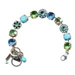Mariana Bracelet Simply Elegant Turq, Peridot, Iridescent Green, & Aquamarine Austrian Crystals My Treasures Coll.