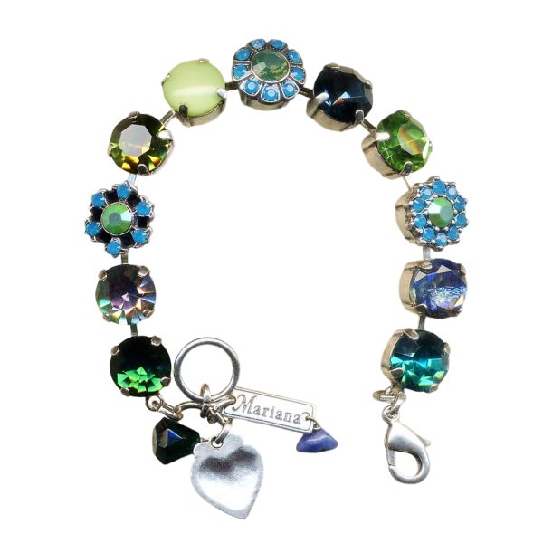 Mariana Bracelet in Glacier Blue, Emerald, Sapphire, Caribbean Blue Opal, Green Opal, & Teal Austrian Crystals My Treasures Coll.