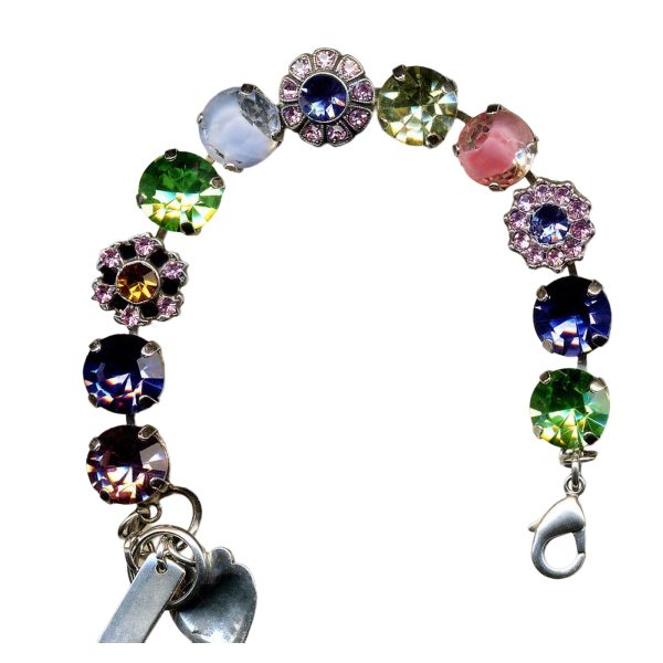 Mariana Bracelet Fab Rose Delite, Lt Amethyst, Tanzanite, Jonquil, Topaz, Peridot, & Lt Rose Austrian Crystals Flower Power Coll.
