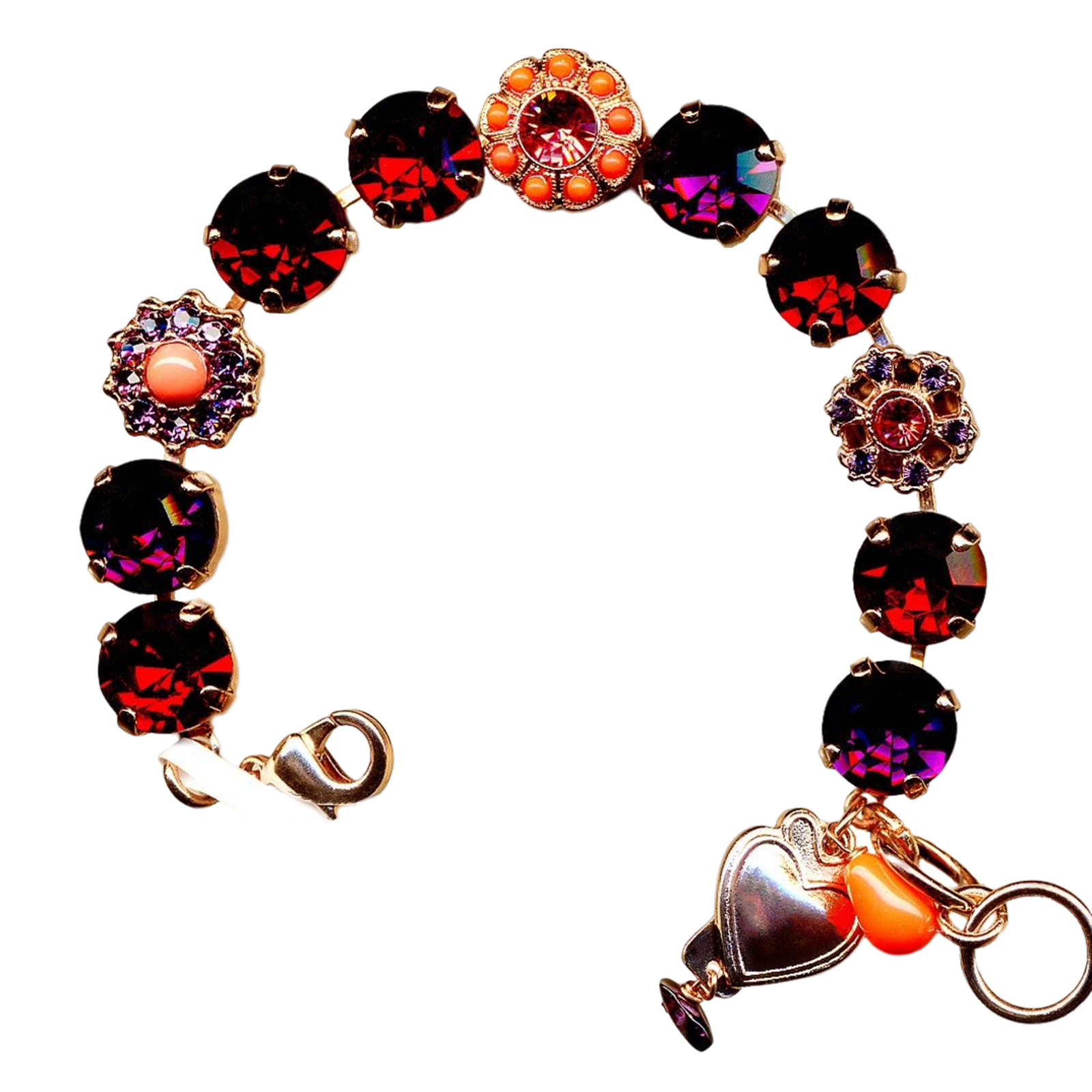 B-4174-845-RG(1) Mariana Bracelet Glamorous Metsunshine, Ruby, Amethyst, Coral, & Rose Peach Austrian Crystals My Treasures Coll. - Image 1