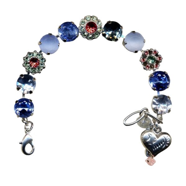 Mariana Bracelet Precious Sapphire, Chrysolite, Air Blue Opal, Clear, & Peach Austrian Crystals Tranquility Sweet Summer Coll.