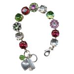 Mariana Bracelet Beautiful Indian Pink, Lt Rose, Peridot, & Clear Austrian Crystals My Treasures Coll.