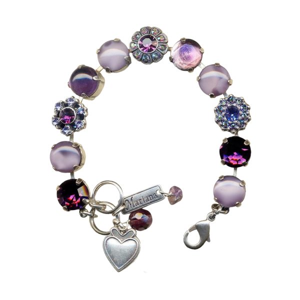 Bracelet By Mariana Woman Amethyst Mineral and Violet Swarovski Crystals