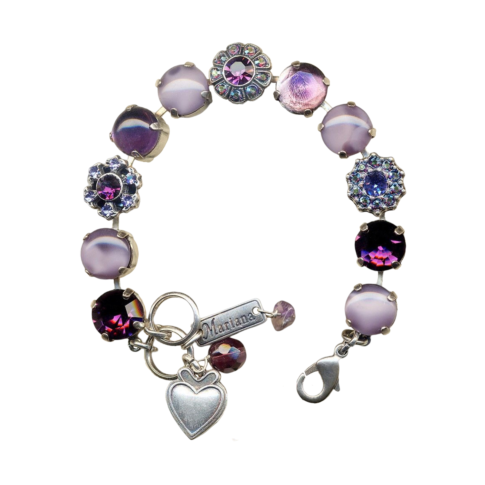 B-4174-M13-SP(1) Bracelet By Mariana Woman Amethyst Mineral and Violet Swarovski Crystals - Image 1