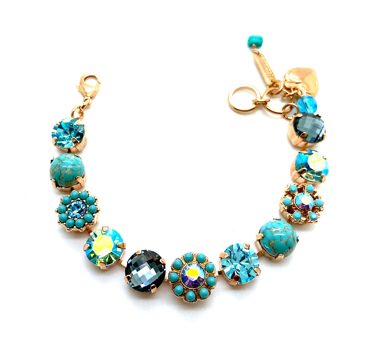 B-4174-M2672-RG (3) Bracelet By Mariana Woman Shimmering Turquoise and Aquamarine Swarovski Crystals - Image 1