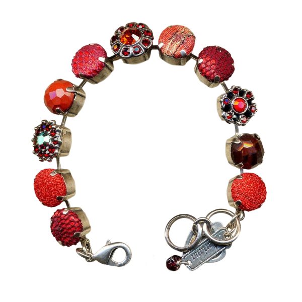 Bracelet By Mariana Woman Classy Garnet Mineral and Siam Swarovski Crystals