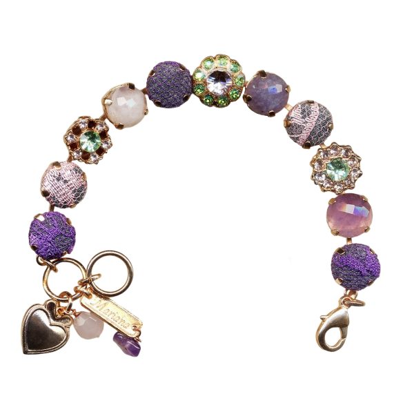 Mariana Bracelet Laces Amethyst Mineral, White Opal, Peridot & Violet Austrian Crystals My Treasures Coll.