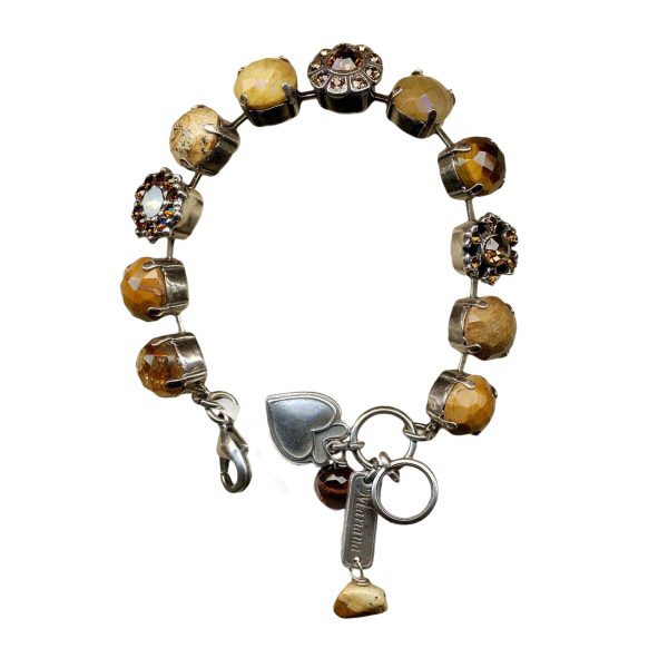 Mariana Bracelet Riverstone Mineral, Smoked Topaz, & White Opal Austrian Crystals My Treasures Coll.
