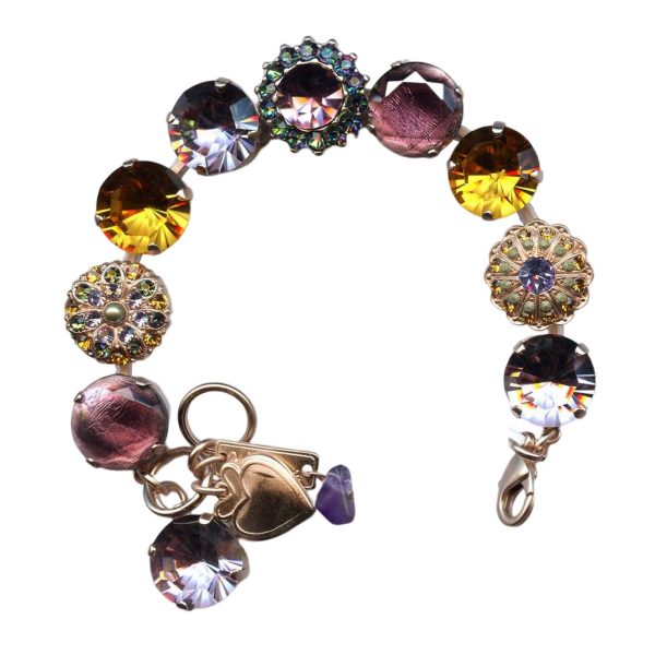 Mariana Bracelet Alluring Lt Amethyst, Topaz, & Vintage Rose Austrian Crystals Audrey Icons Coll.