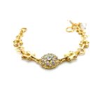 Bracelet By Mariana Woman Guardian Angel White and Clear Swarovski Crystals - Yellow Gold - Image 2